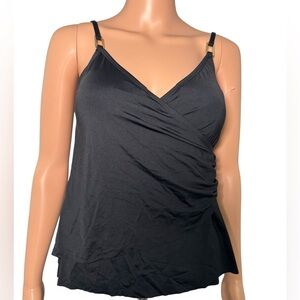 Liz Claiborne Black Cross Wrap Women's Swim Top- Size 6